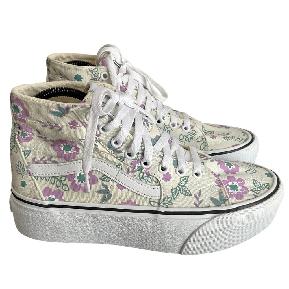 Vans Sk8-Hi Platform Floral Light Green Sneakers Womens 9 Mens 7.5 721356 - Picture 1 of 14